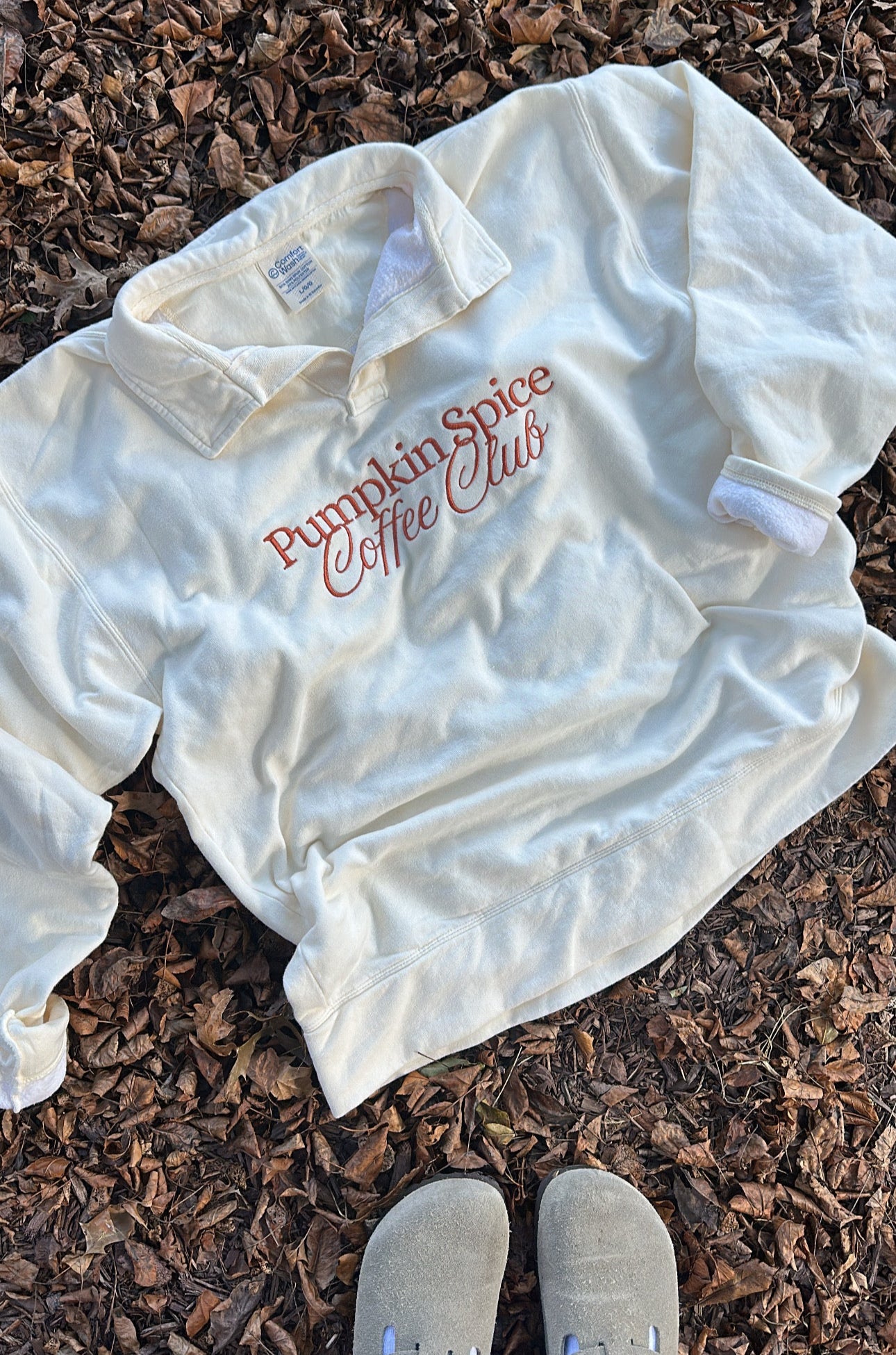 Pumpkin Spice Coffee Club Collared Polo Sweatshirt