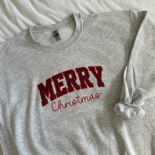 Merry Christmas Glitter Sweatshirt (Toddler, Youth, Adult)