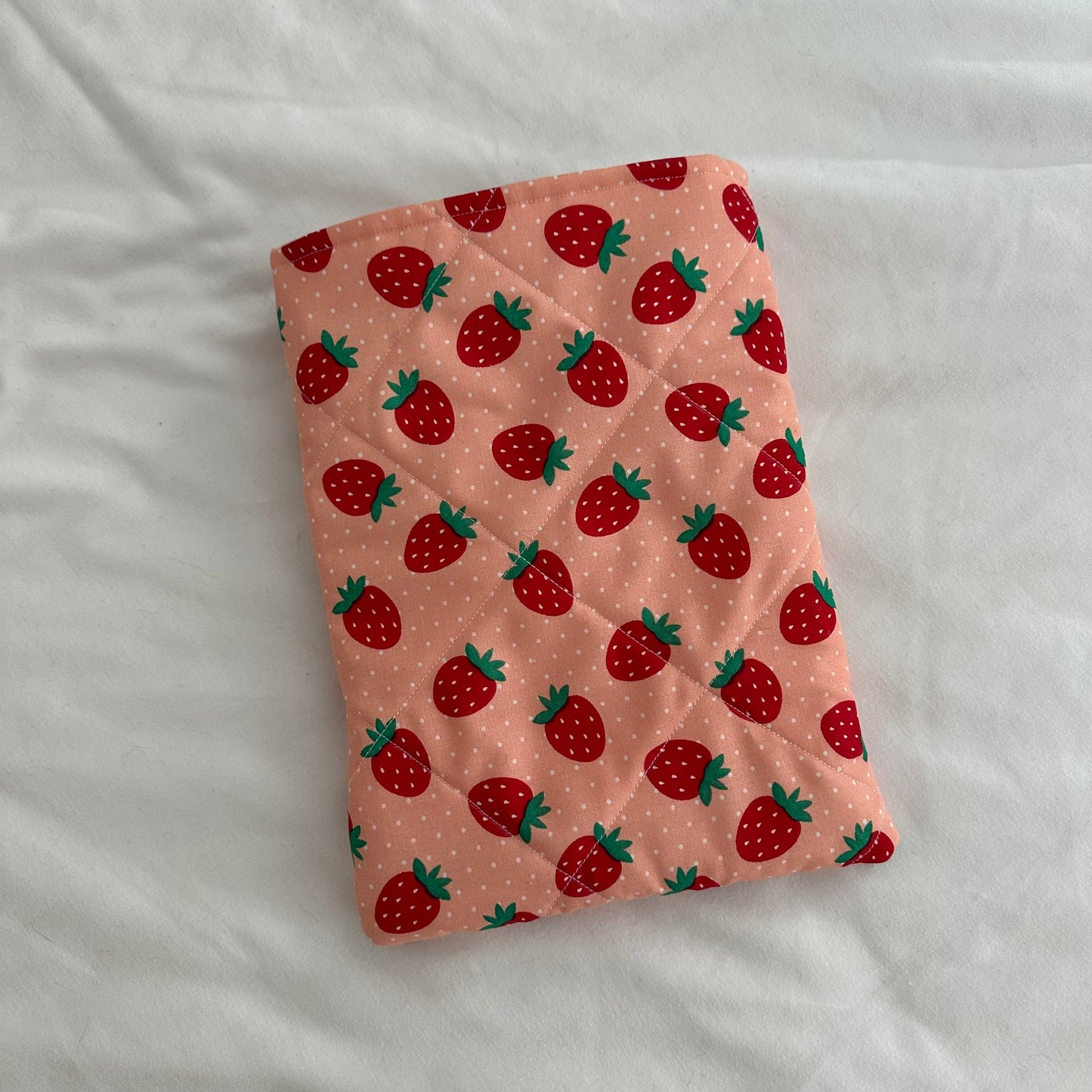 Strawberry Quilted Book Sleeve