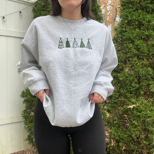 Embroidered Trees Crewneck