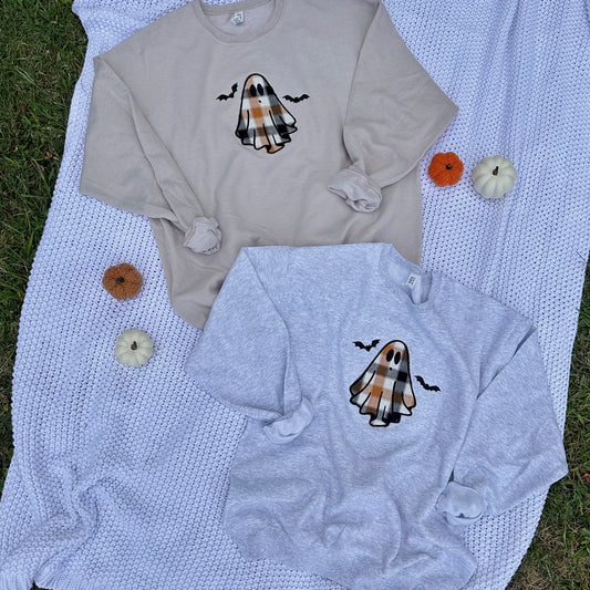 Plaid Ghost Applique Sweatshirt