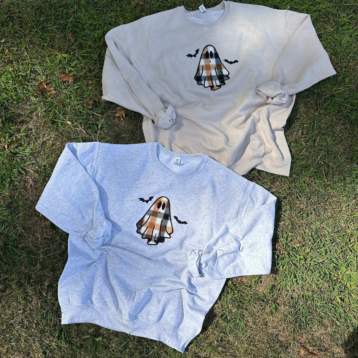 Plaid Ghost Applique Sweatshirt