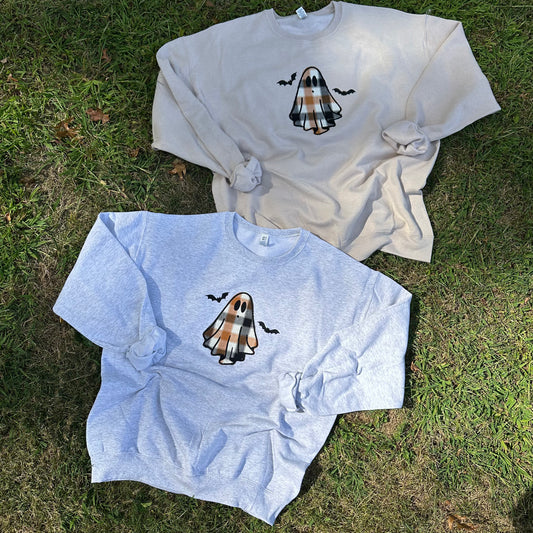 Plaid Ghost Applique Sweatshirt