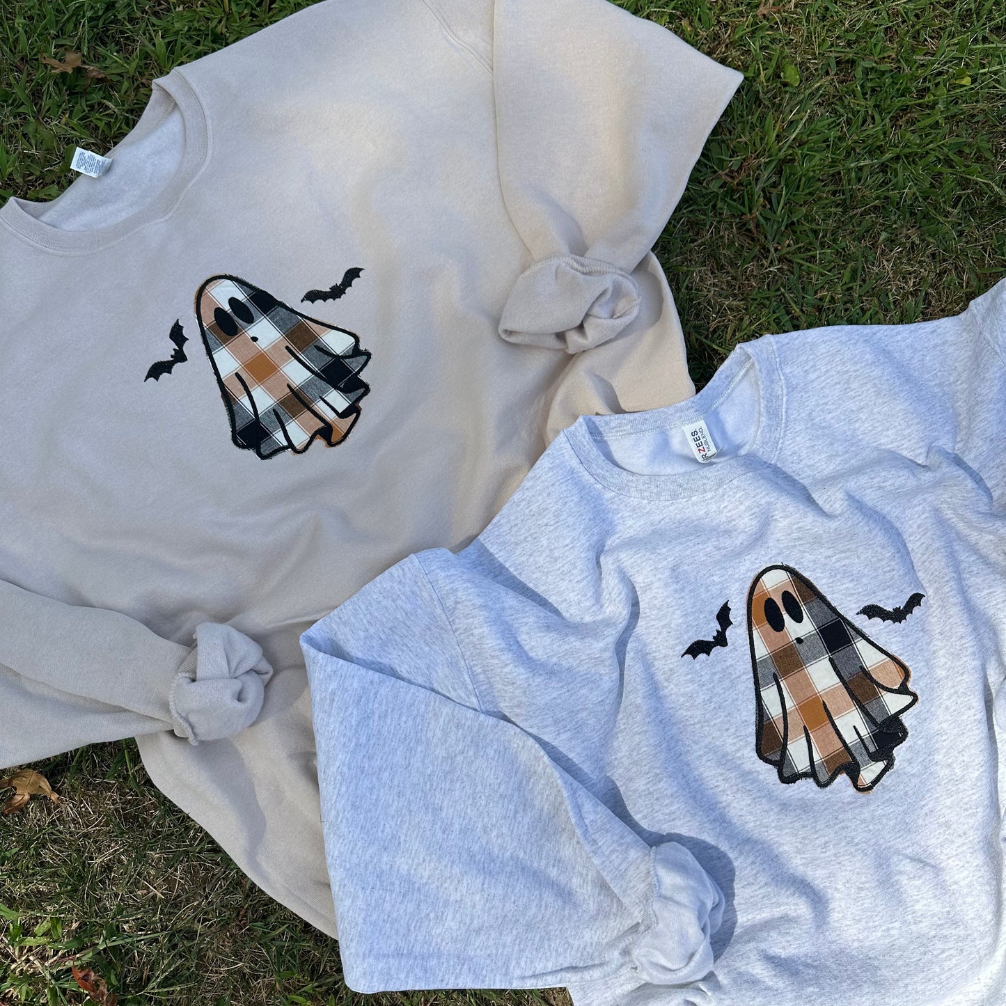 Plaid Ghost Applique Sweatshirt