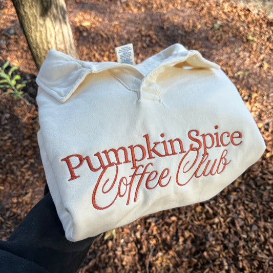 Pumpkin Spice Coffee Club Collared Polo Sweatshirt