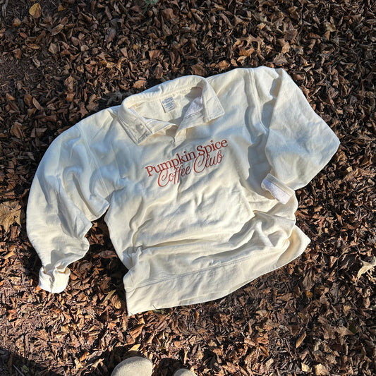 Pumpkin Spice Coffee Club Collared Polo Sweatshirt