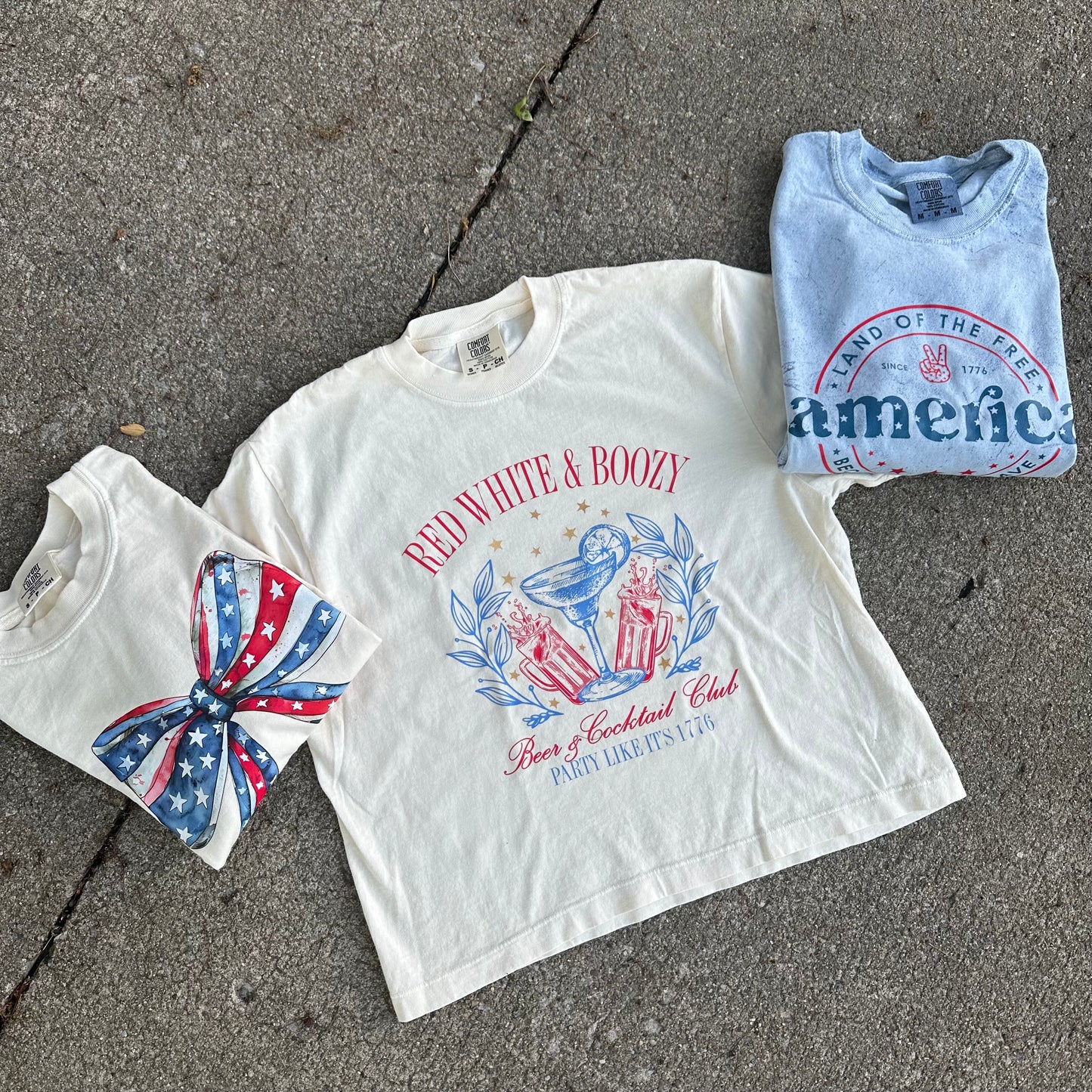 Red, White & Boozy Boxy Crop T-Shirt