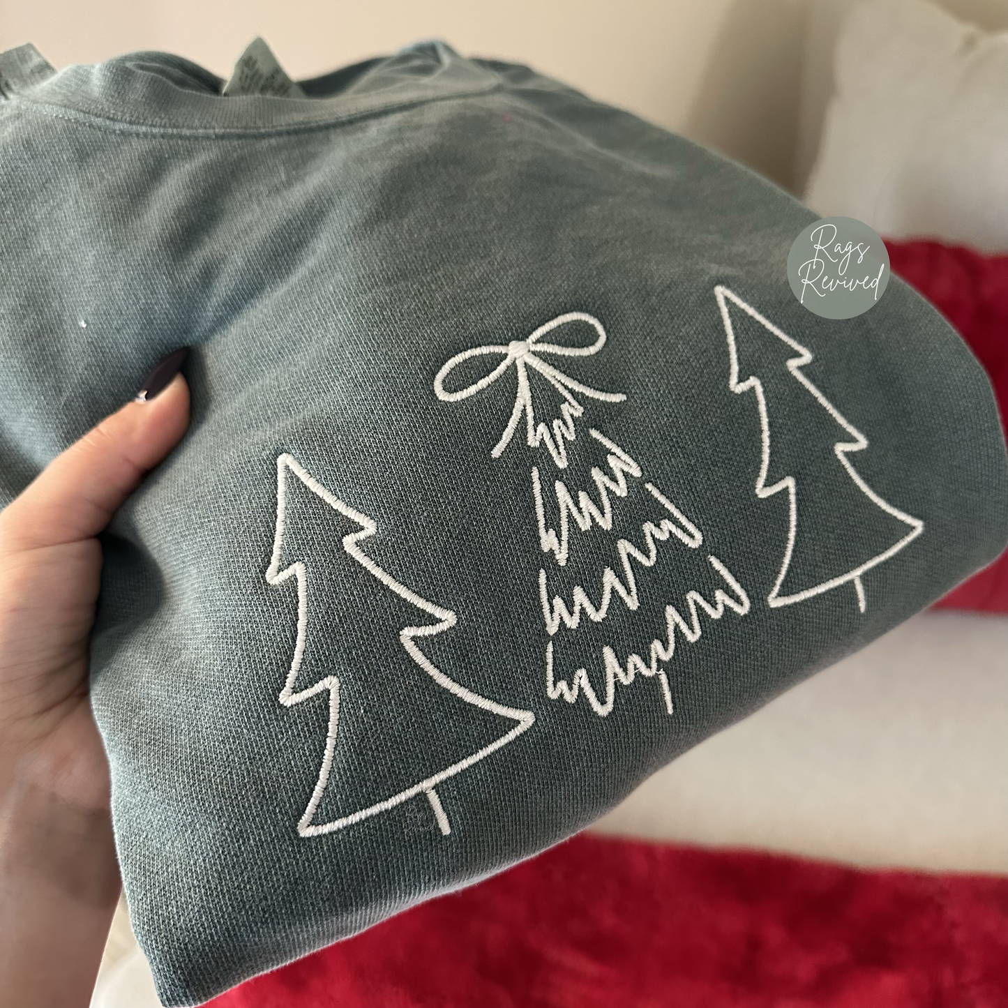 Embroidered Christmas Trees Sweatshirt