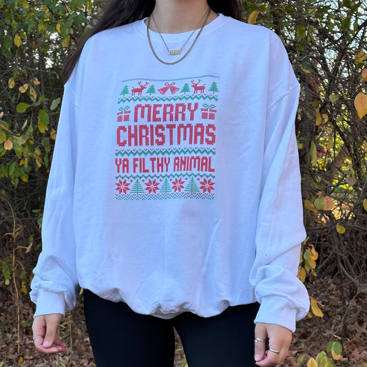 Merry Christmas Ya Filthy Animal Crewneck