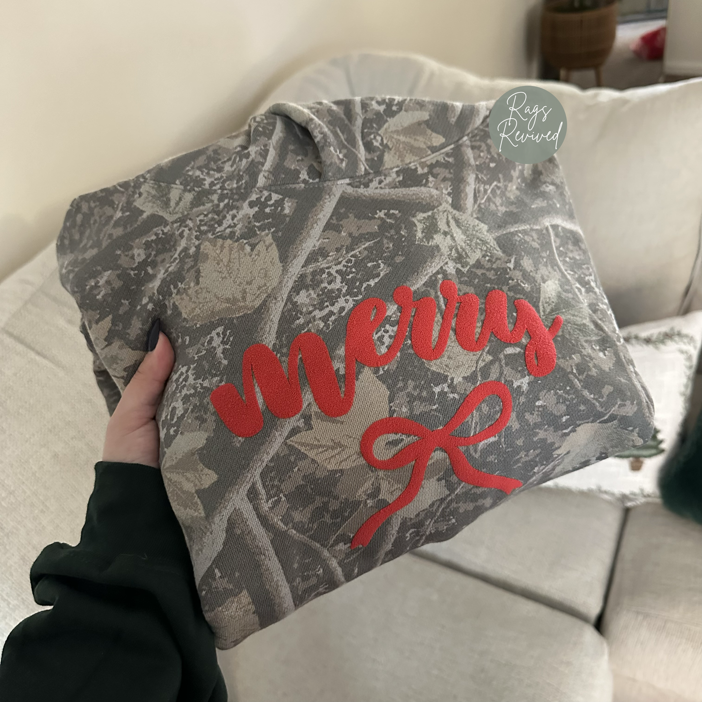 Merry Puff Print Camo Hoodie