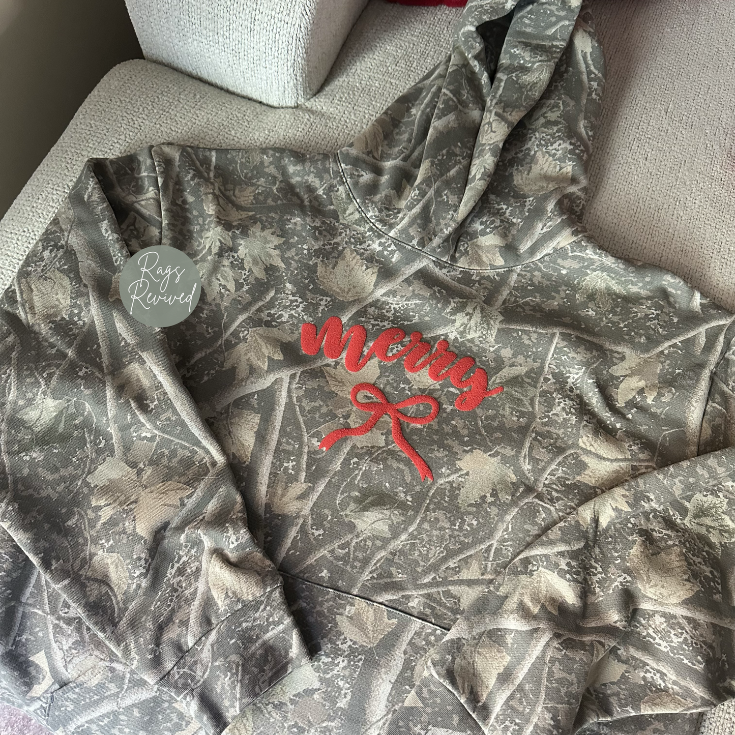 Merry Puff Print Camo Hoodie