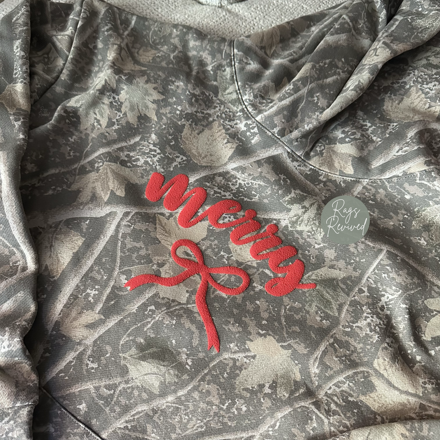 Merry Puff Print Camo Hoodie