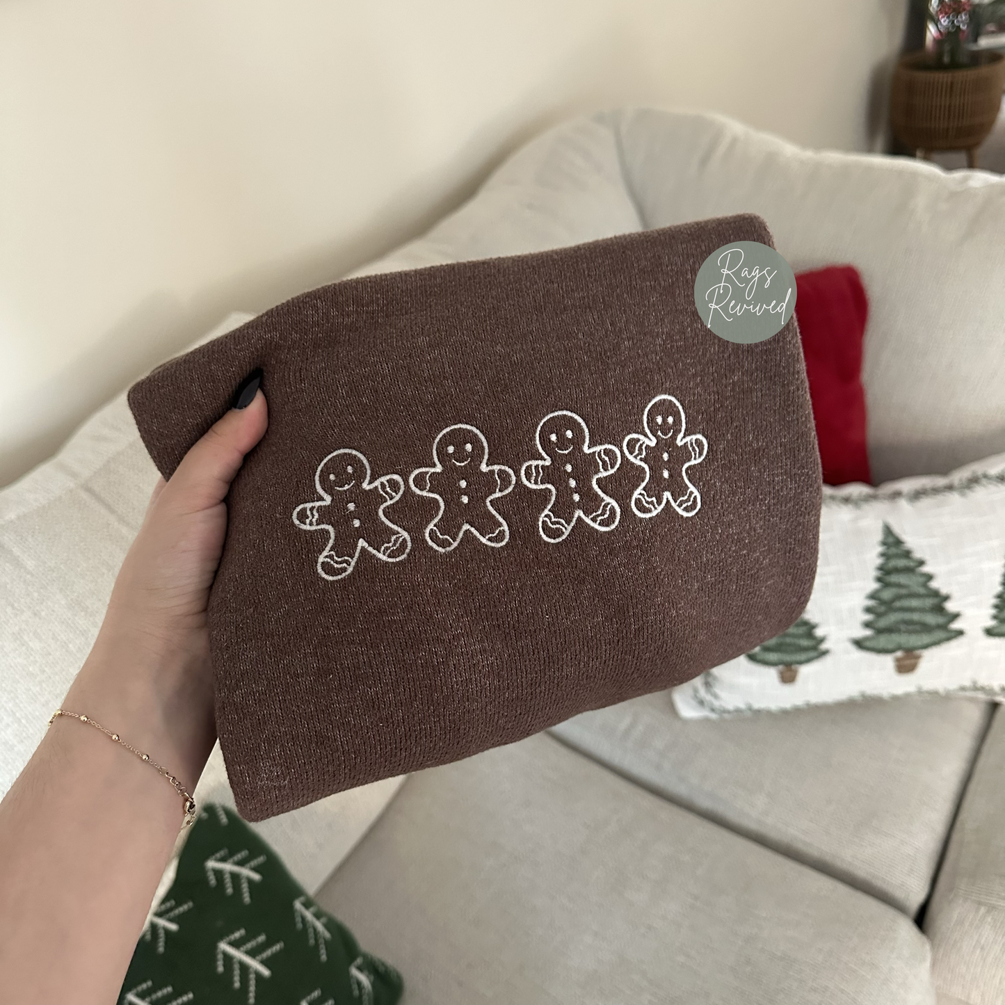 Embroidered Gingerbread Sweater