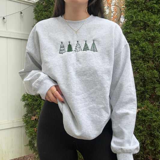 Embroidered Trees Crewneck