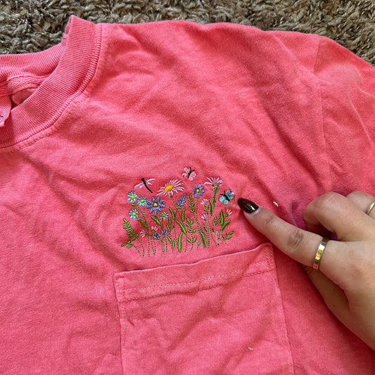 Flower Pocket Tee - Size L -  Flawed