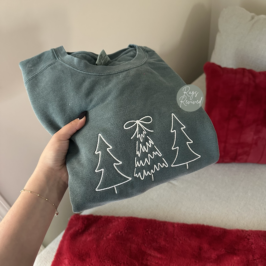Embroidered Christmas Trees Sweatshirt