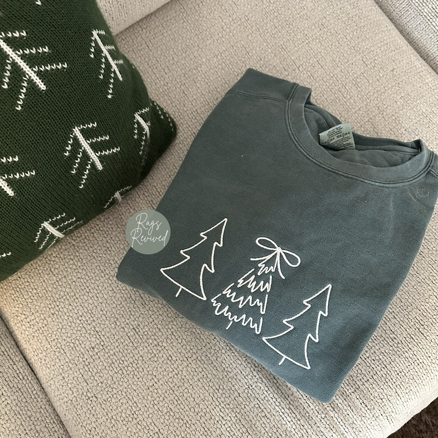 Embroidered Christmas Trees Sweatshirt